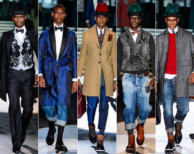Dsquared2 Fall 2013 Menswear pitti uomo milan runway male models african black hats robe