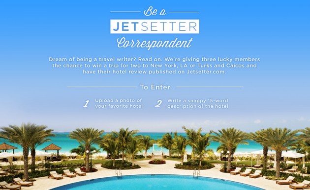 Jetsetter Correspondant Contest Standard Downtown LA Chambers Hotel Seven Stars Hotel Turks and Caicos Spa New York City Airfare rules regulations contest entry form deadline prize awards gilt group