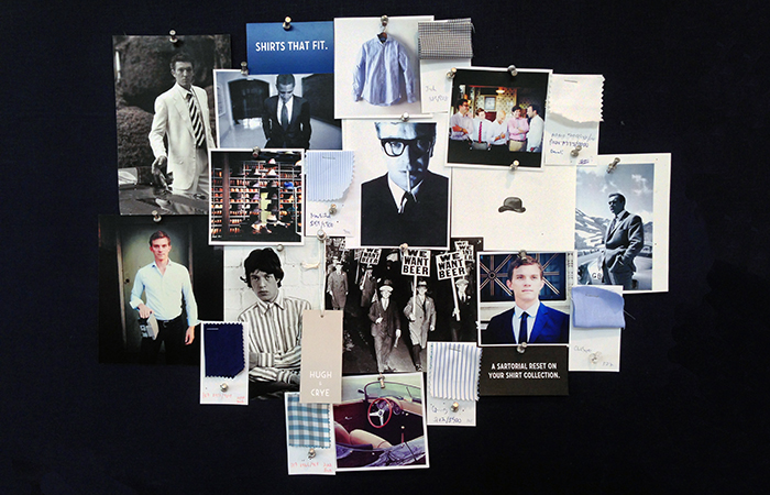 "Our moodboard captures our inspiration perfectly. Timeless photography and style, from the past and present, shape our brand. Individuals, from popular icons to our customers, inspire us daily. Our sizing system allows us to find the perfect fit right of the rack, while our styles are timeless. Our customers choose tradition over trend and use our shirts as the base of their wardrobe. Hugh & Crye outfits the modern gentleman."