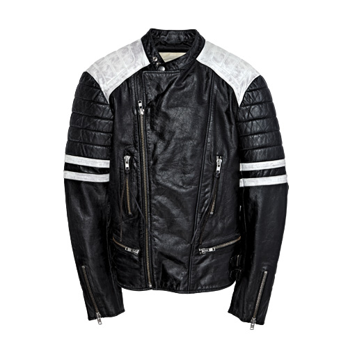 Black leather motorcycle jacket