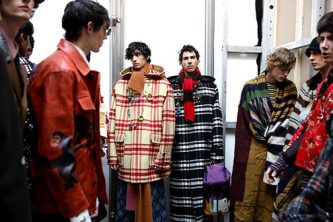 seen backstage ahead of the Marni show during Milan Men's Fashion Week Fall/Winter 2018/19 on January 13, 2018 in Milan, Italy.