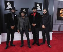 NEW YORK, NY - JANUARY 28:  Recording artist Anthony Hamilton (2nd L) with music group Anthony Hamilton & The Hamiltones attend the 60th Annual GRAMMY Awards at Madison Square Garden on January 28, 2018 in New York City.  (Photo by Steve Granitz/WireImage)